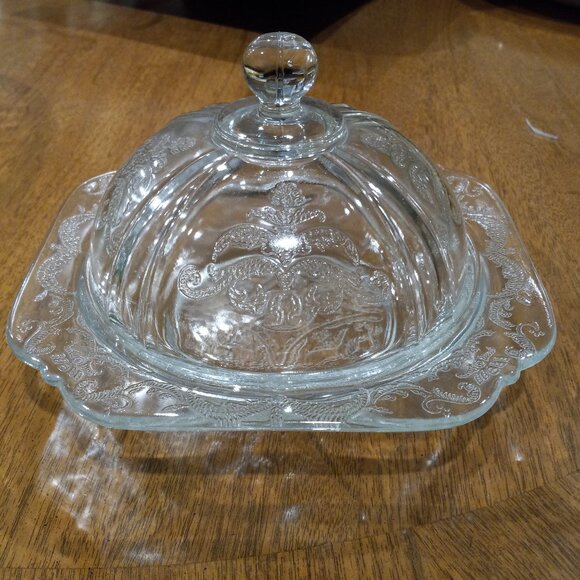 Vintage Federal Glass Indiana Glass Madrid Clear Domed Covered Butter Dish - Picture 1 of 13
